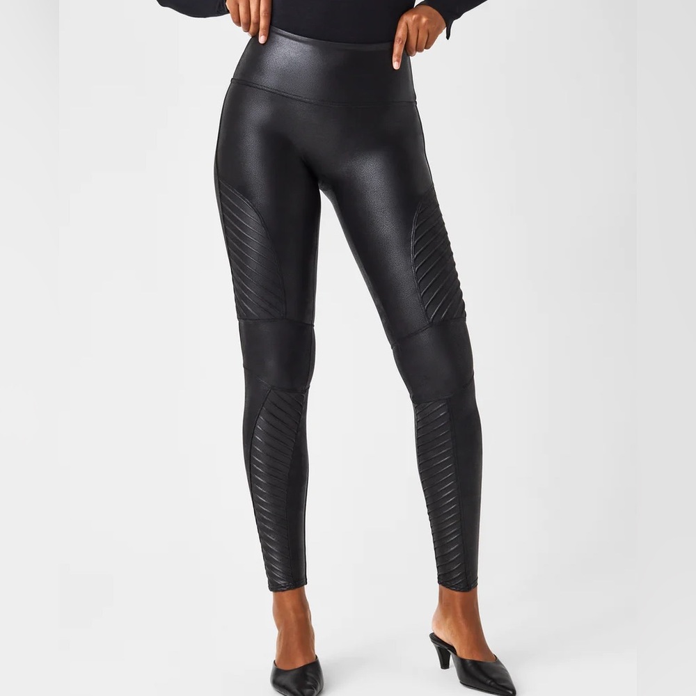 Spanx Faux Leather Moto Leggings Medium